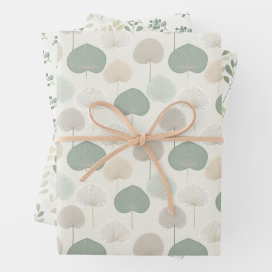 Planten bladgroen beige grijs neutraal inpakpapier vel (In situ)