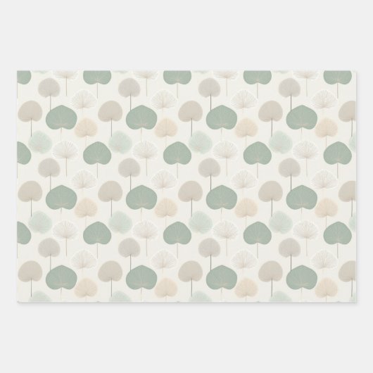 Planten bladgroen beige grijs neutraal inpakpapier vel (Voorkant)