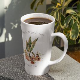 Planten, boeken en koffie | Illustratie Waterverf Latte Mok