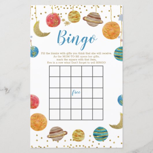 Planten Buiten Baby shower Glitter Bingo (Voorkant)