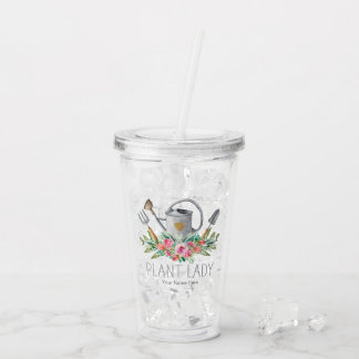 Planten Dame Boho Aquarel Tuinier Humor Acryl Drinkbeker