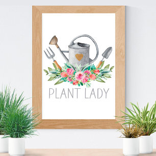 Planten Dame Boho Waterverf Tuinier Humor Chic Poster