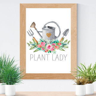 Planten Dame Boho Waterverf Tuinier Humor Chic Poster