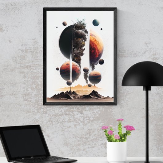 Planten die met een zwarte heek kruipen poster