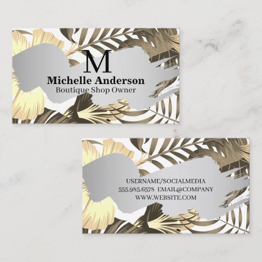 Planten en bloemen achtergrond visitekaartje (Voorkant / Achterkant)