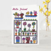 Planten en bloemen op de planken Vriendschap Kaart (Gele Bloem)