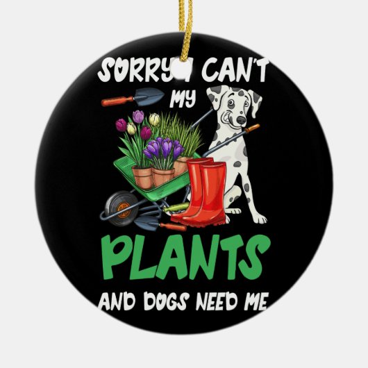 Planten en Hondenliefhebber Gardener Funny Gardeni Keramisch Ornament (Voorkant)
