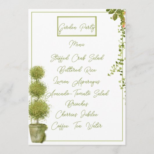 Planten en Kaart van het Flat Menu van de Garden P (Voorkant)