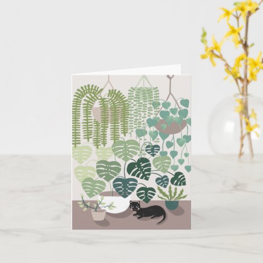 Planten en kat kaart (Gele Bloem)