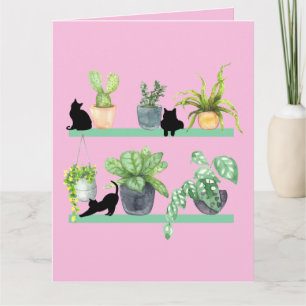 Planten en katten houden van zwarte katten en pott kaart