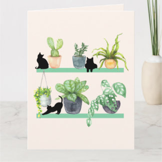 Planten en katten houden van zwarte katten en pott kaart