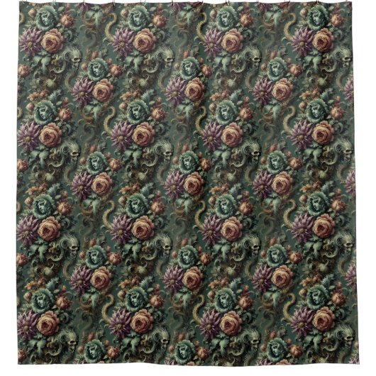 Planten en Pandemonium - Gotische Barok Douchegordijn (Voorkant)