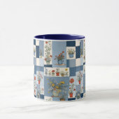 Planten en Retro Blue Jean Denim Patchwork Bloemen Mok (Midden)