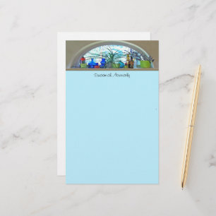 Planten glazen flessen in Sjabloon Waterverf venst Briefpapier