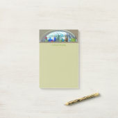 Planten glazen flessen in Sjabloon Waterverf venst Post-it® Notes (Op bureau)