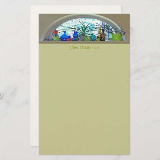 Planten glazen flessen in Waterverf Briefpapier (Voorkant / Achterkant)