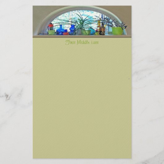 Planten glazen flessen in Waterverf Briefpapier (Voorkant)