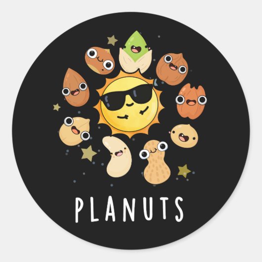Planten Grappige Astronomie Noten Pun Dark BG Ronde Sticker (Voorkant)