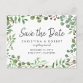 Planten Groenelementen | Blad | Save The Date Aankondigingskaart (Voorkant)