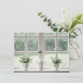 Planten in het venster Melding van nieuw adres Aankondiging (Staand voorkant)