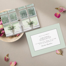 Planten in het venster Melding van nieuw adres Aankondiging