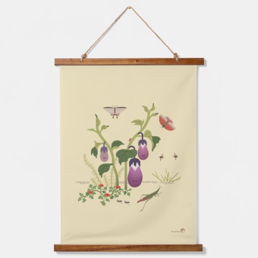 Planten & Insecten _Aubergine Hangend Wandkleed (Voorkant)