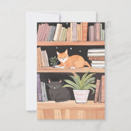 Planten, katten en boeken - Boekachtige kat esthet Bedankkaart