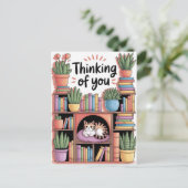 Planten, katten en boeken - Boekachtige kat esthet Briefkaart (Staand voorkant)