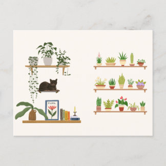 Planten, katten en boeken - Boekachtige kat esthet Briefkaart