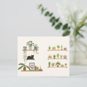 Planten, katten en boeken - Boekachtige kat esthet Briefkaart (Staand voorkant)