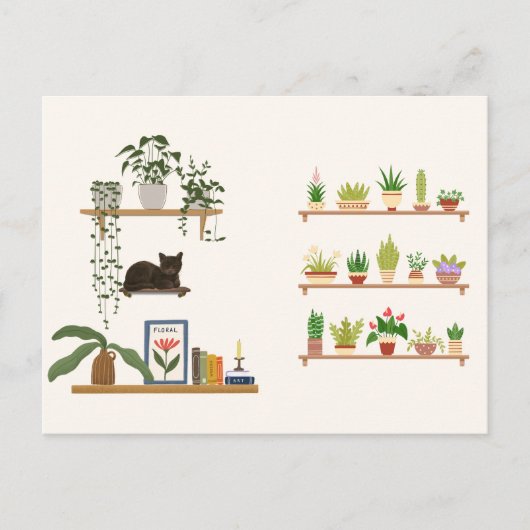 Planten, katten en boeken - Boekachtige kat esthet Briefkaart (Voorkant)