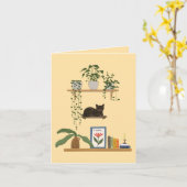 Planten, katten en boeken - Boekachtige kat esthet Kaart (Gele Bloem)