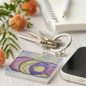 Planten met Abstracte Art Acrylic Key Ring Sleutelhanger (Voorkant Rechts)
