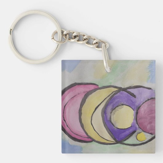 Planten met Abstracte Art Acrylic Key Ring Sleutelhanger (voorkant)