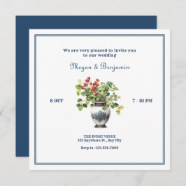 Planten met antiek vaas bruiloft kaart