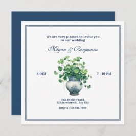 Planten met antiek vaas bruiloft kaart