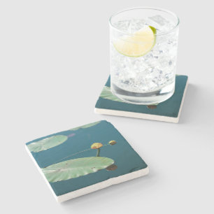 Planten met de imitatie gele waterLily Flowers Stenen Onderzetter