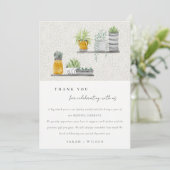 Planten met een rotintje botanische bruiloft bedankkaart (Staand voorkant)
