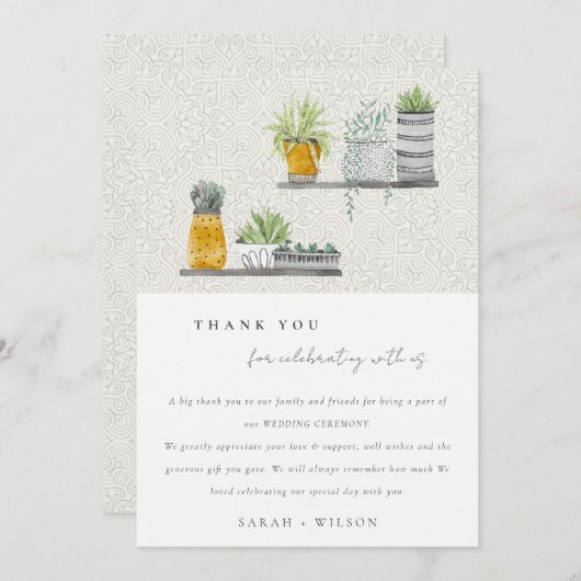 Planten met een rotintje botanische bruiloft bedankkaart (Voorkant / Achterkant)
