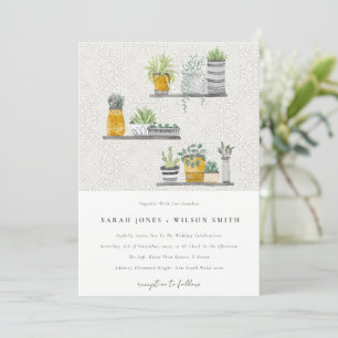Planten met een rotintje botanische bruiloft kaart