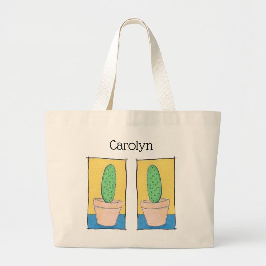 Planten met twee losse lendencactus, jouw naam grote tote bag (Voorkant)