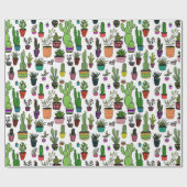 Planten met vruchtbare cacti-kleurige Cute Gift Cadeaupapier (Vlak)