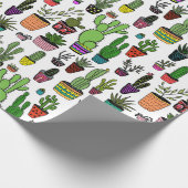 Planten met vruchtbare cacti-kleurige Cute Gift Cadeaupapier (Hoek)