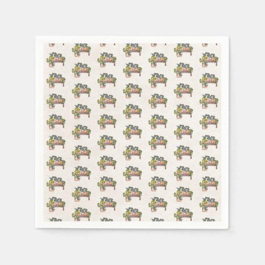 Planten op tuinbouwbank servet (Voorkant)