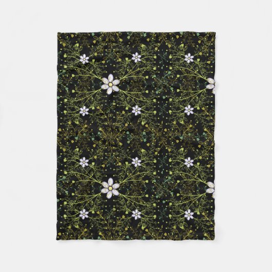 Planten patroon.10b Black BG Fleece Deken (Voorkant)