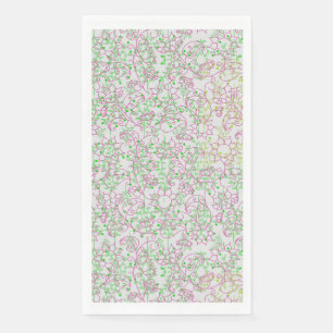Planten patroon.14C Roze Floral Offwhite BG Servet