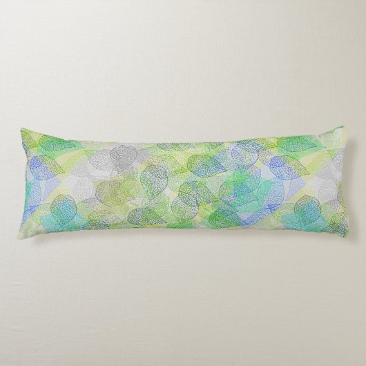 Planten patroon A02.b Leaves LGrey BG Lichaamskussen (Voorkant)