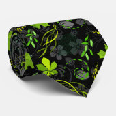 Planten patroon A03.b Black BG Stropdas (Opgerold)