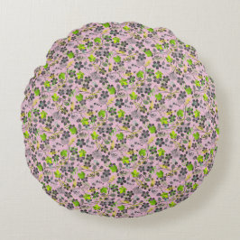 Planten patroon A03.b Roze BG Rond Kussen