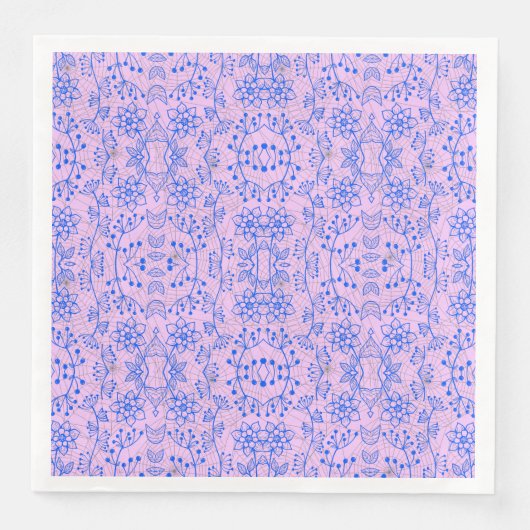 Planten patroon A08.b boho. lpurple BG Servet (Voorkant)